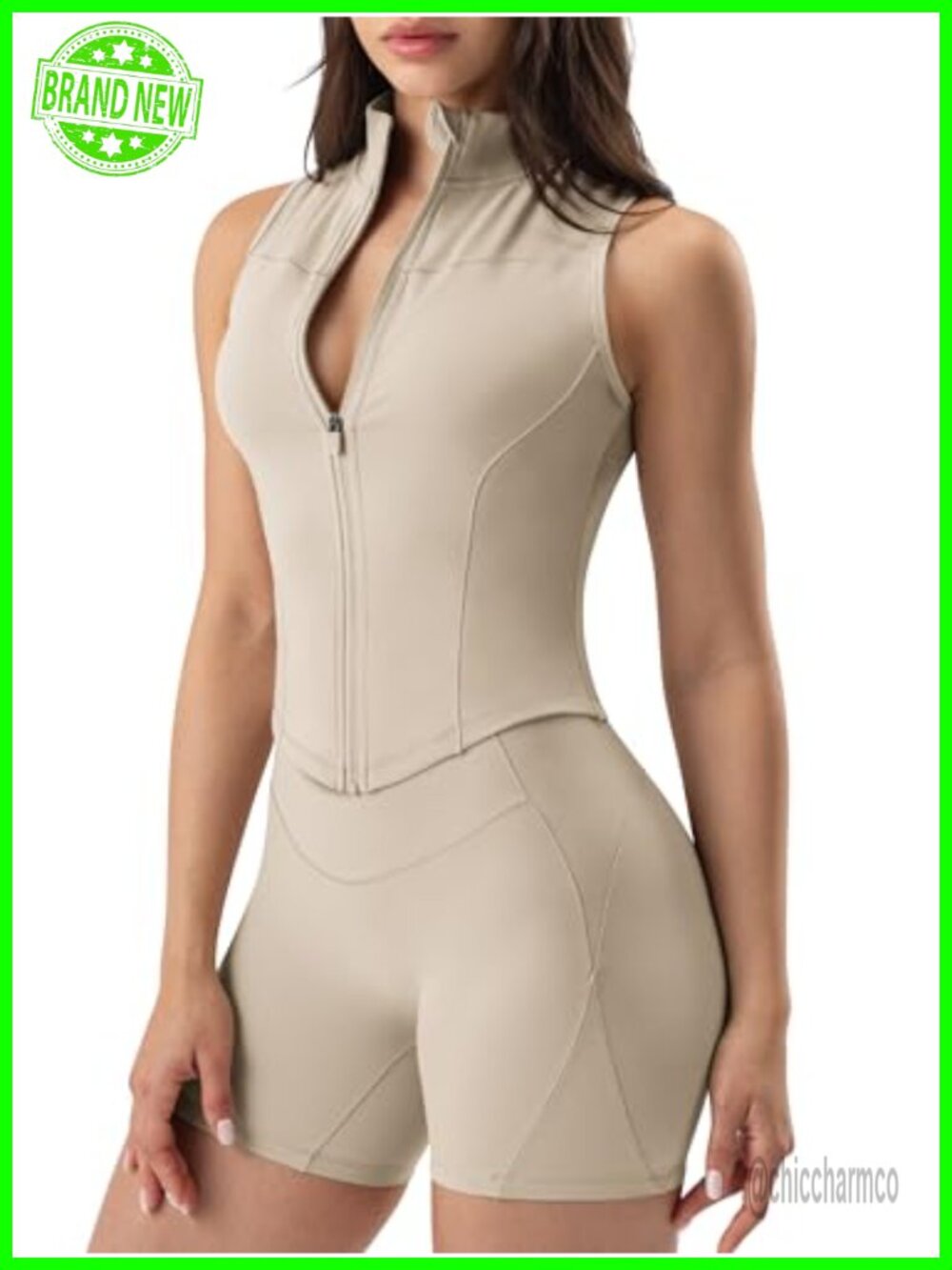 AVGO Women's Sleeveless Workout Zip Up Tank Top Slim Fit Yoga Golf